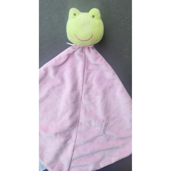 Carters Precious Firsts Frog Pink Security Plush Velour Rattle Blanket Lovey - Picture 1 of 12
